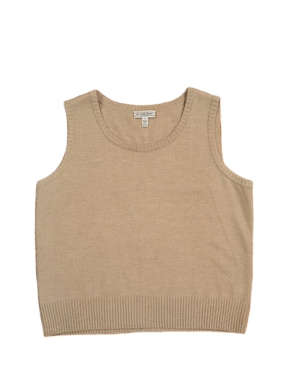 St. John Sport Knit Sweater Vest Tank Womens Size Large Wool Blend Scoop Neck